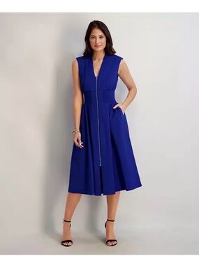 Anthropologie Sleeveless Midi Dress in Cobalt Blue size M